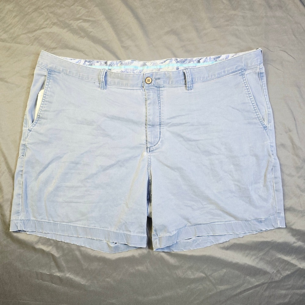 Tommy Bahama Men's Chino Shorts Size 44 Blue Flat Front Tropical Trim Q3